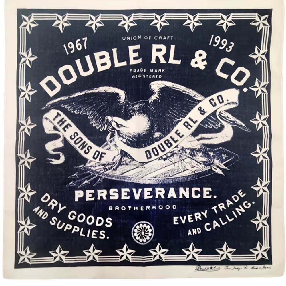 🚂 Double RL & Co Navy Bandana - Polyester 35” x 35”